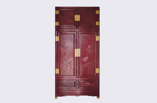 曹妃甸高端中式家居装修深红色纯实木衣柜