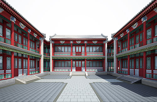曹妃甸北京四合院设计古建筑鸟瞰图展示